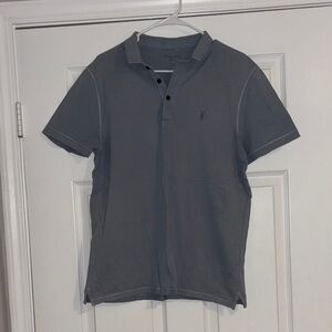 All Saints Charcoal / Blue Polo Shirt Size Large